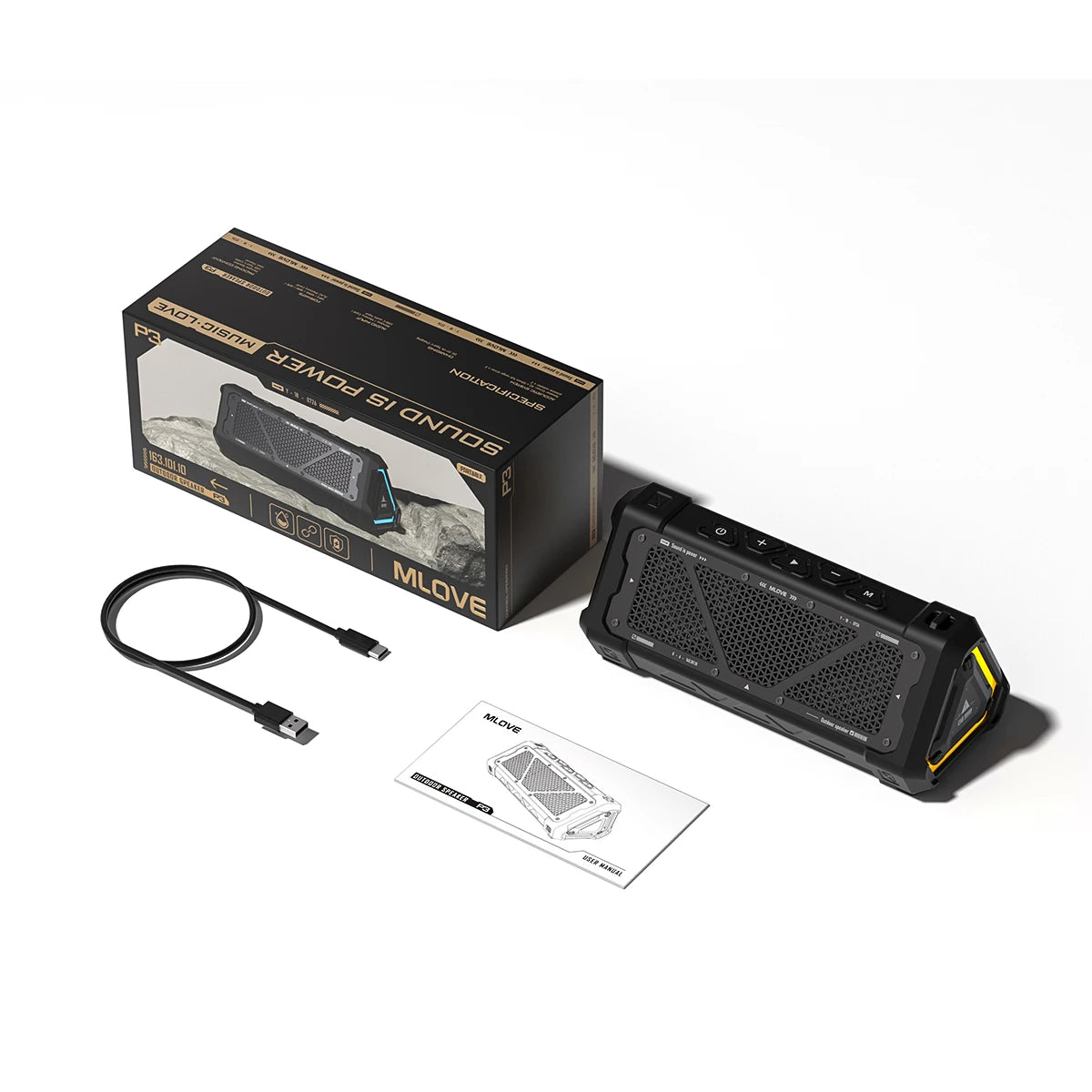 MLOVE P3 Outdoor Bluetooth Speaker — 40W IPX7 Waterproof with RGB Lighting