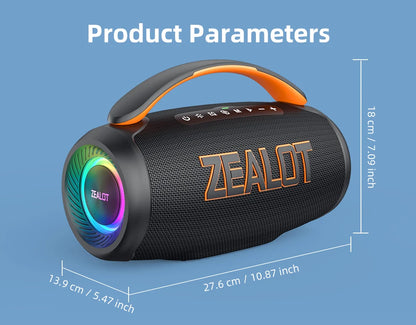 Zealot P12 Portable Bluetooth Speaker — 60W IPX6 Waterproof with Carry Handle