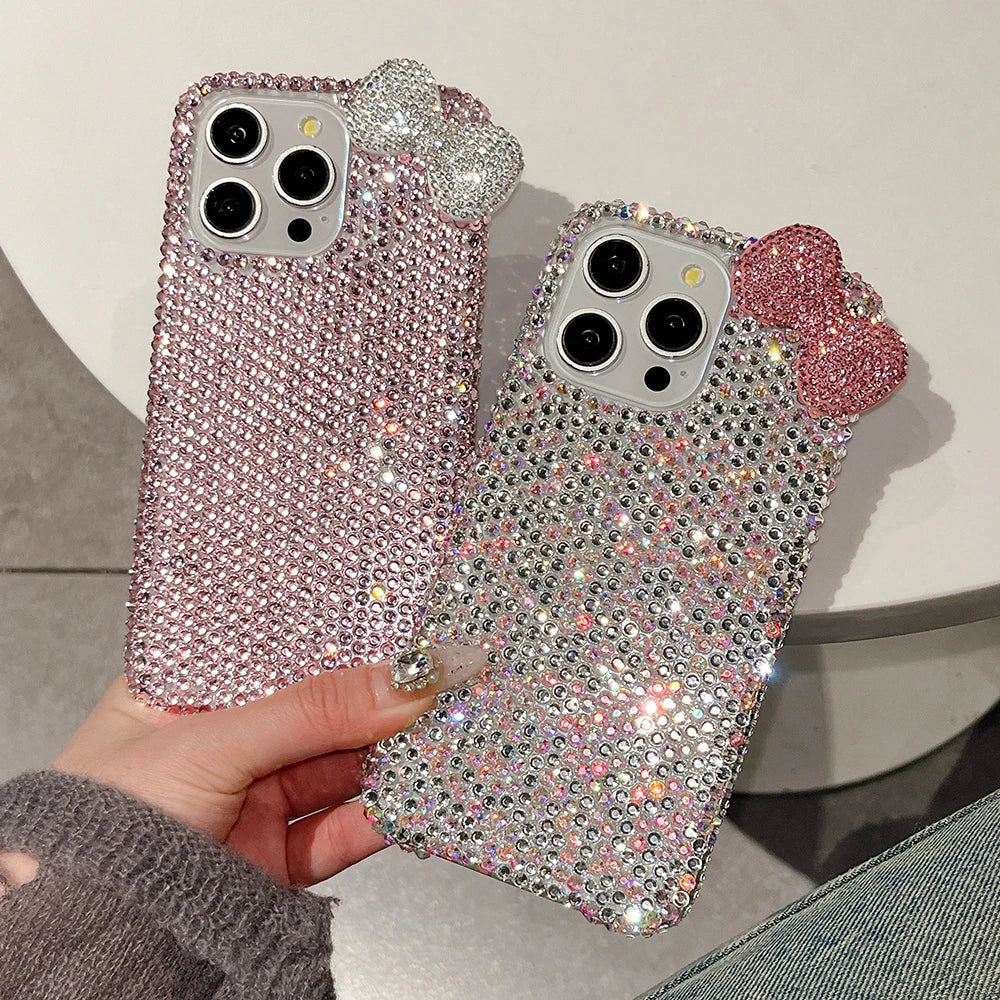 3D Bow Glitter Case — Crystal Diamond Bling Cover for iPhone